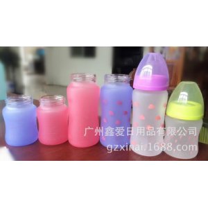 覆硅膠保護(hù)膜的晶鉆玻璃奶瓶 感溫奶瓶OEM/ODM代加工