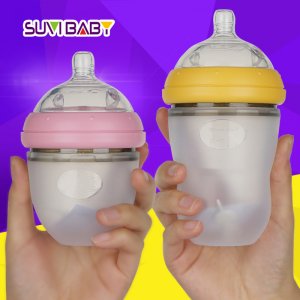 220ML超寬口徑擠壓式硅膠奶瓶實感母乳大廣口防脹氣奶瓶貼牌定制代加工