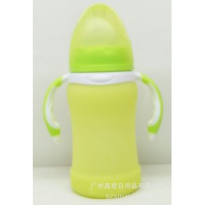 寬口徑帶硅膠保護(hù)套高硼硅玻璃奶瓶可OEM/ODM代工