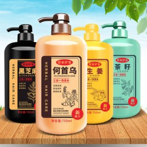 何首烏黑芝麻茶籽生姜四款洗發水