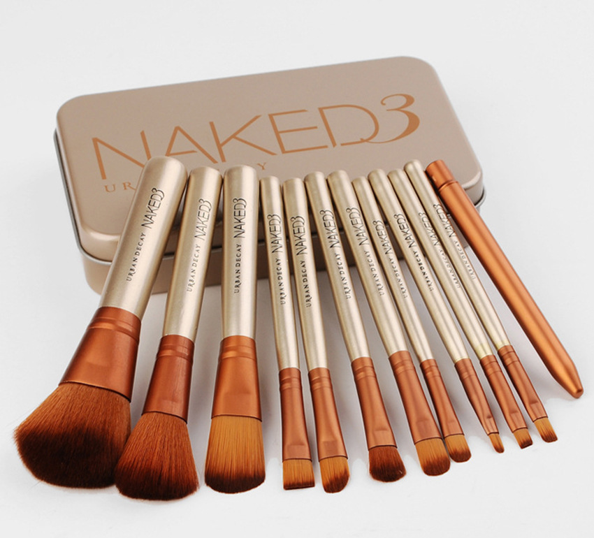 12支NK3化妝刷套裝NAKED3金色便攜鐵盒OEM代加工