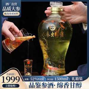 人參蟲草酒批發(fā)三斤龍壇禮盒裝長(zhǎng)白山人參養(yǎng)生酒滋補(bǔ)酒52度純糧酒