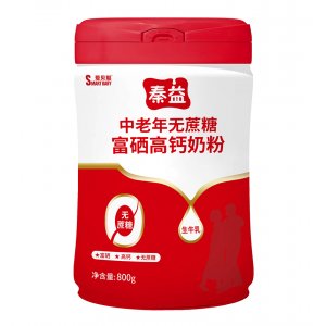 秦益中老年無蔗糖富硒高鈣奶粉 800克OEM/ODM貼牌代加工批發(fā)定制源頭廠家