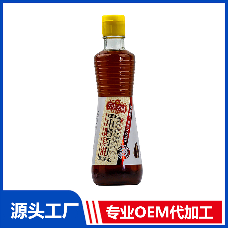 小磨香油385ml黑芝麻油現貨批發一件代發 小磨香油芝麻油調和油支持定制OEM代工