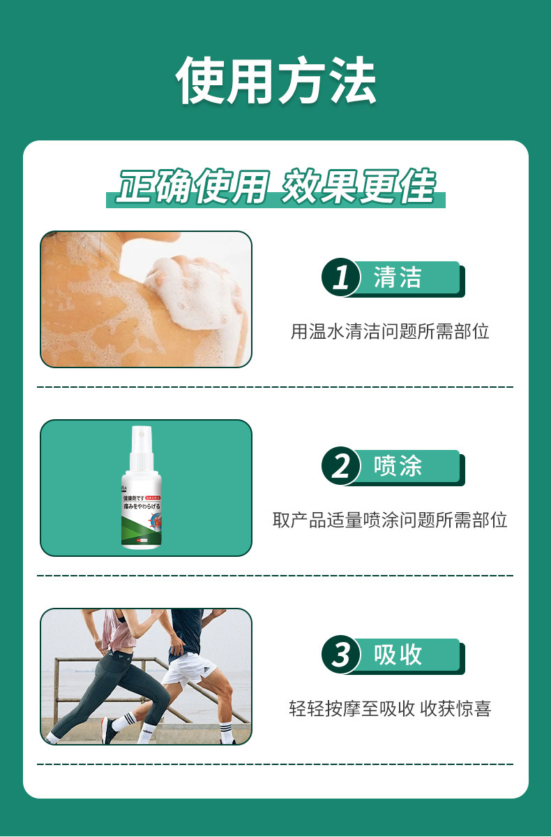 安井川筋骨消痛液頸椎肩周腰膝蓋關節疼痛噴劑身體按摩發熱透骨液