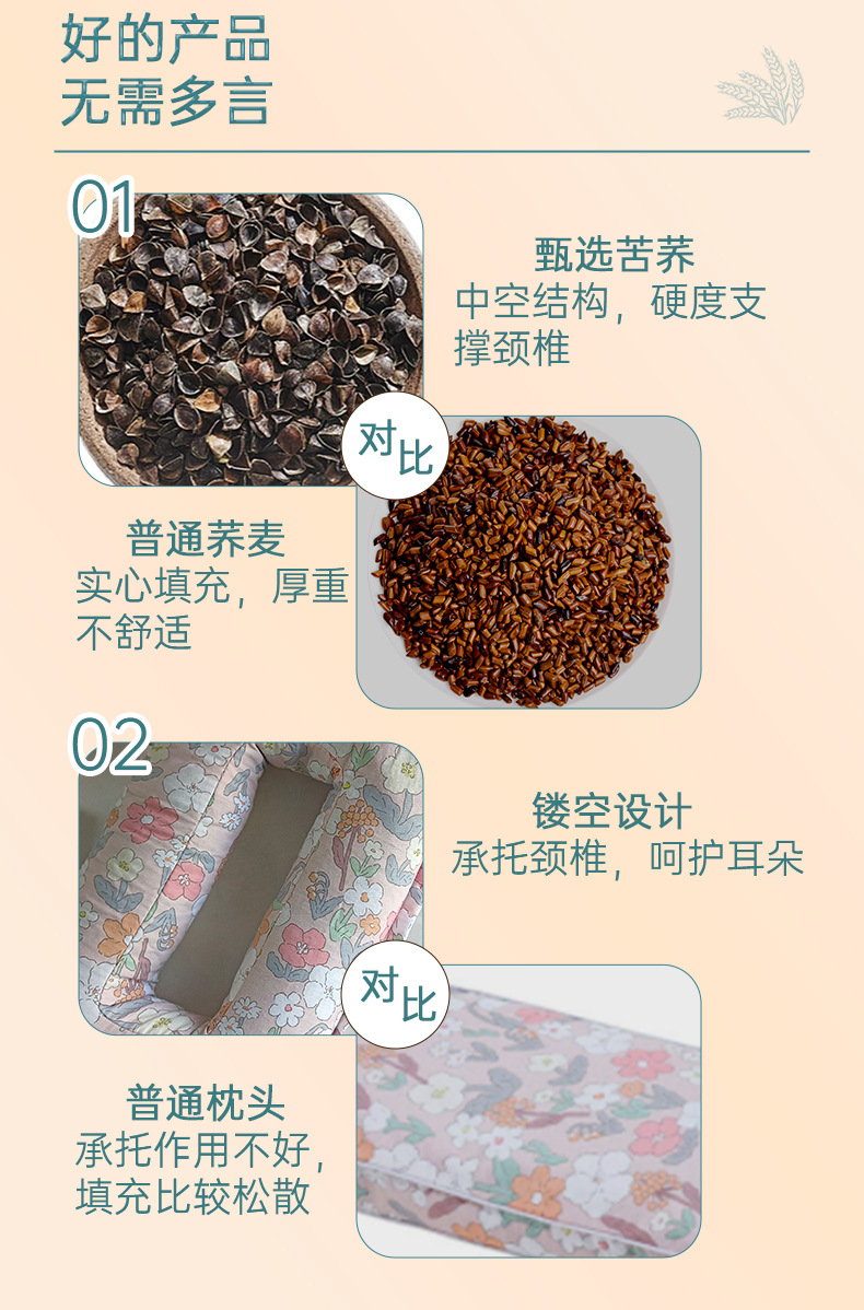蕎麥護耳枕成人護頸枕鏤空側睡牽引蕎麥枕頭防壓耳三角組合蕎麥枕
