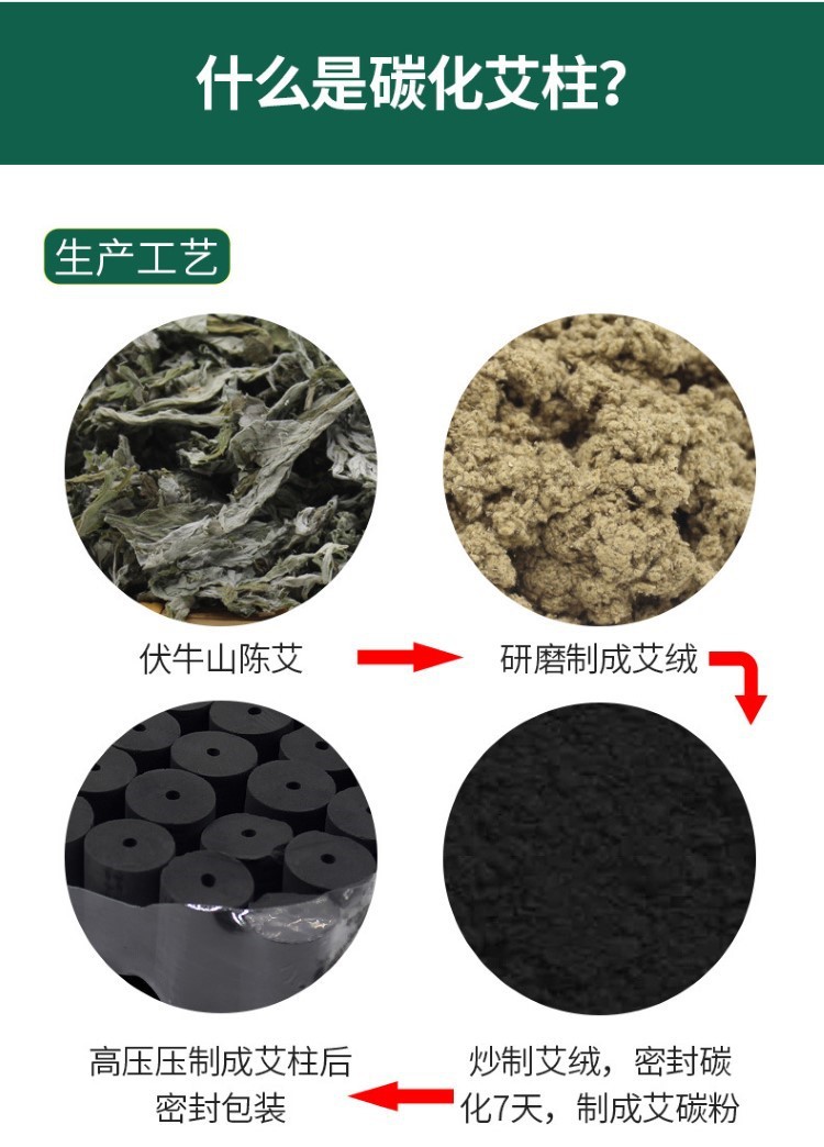 碳化艾條美容院懸灸艾灸艾草條艾絨無家用艾灸柱微煙黑色艾柱