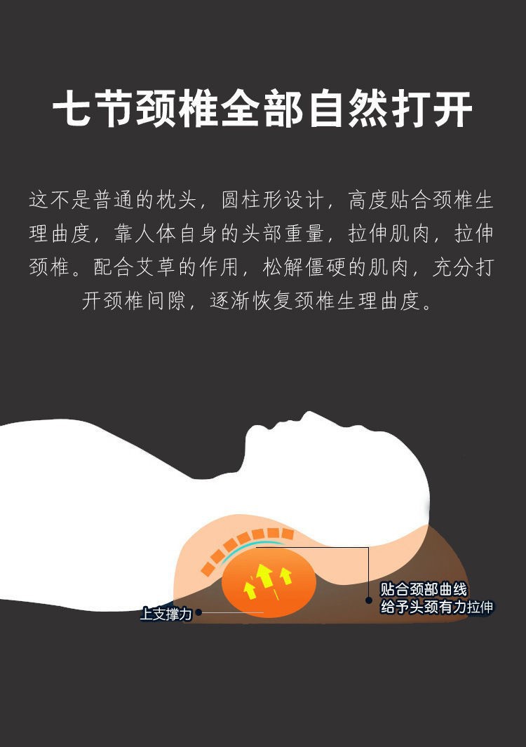 艾草頸椎枕頭護頸艾絨艾草助睡眠睡覺專用家用圓形廠家批發代發貨