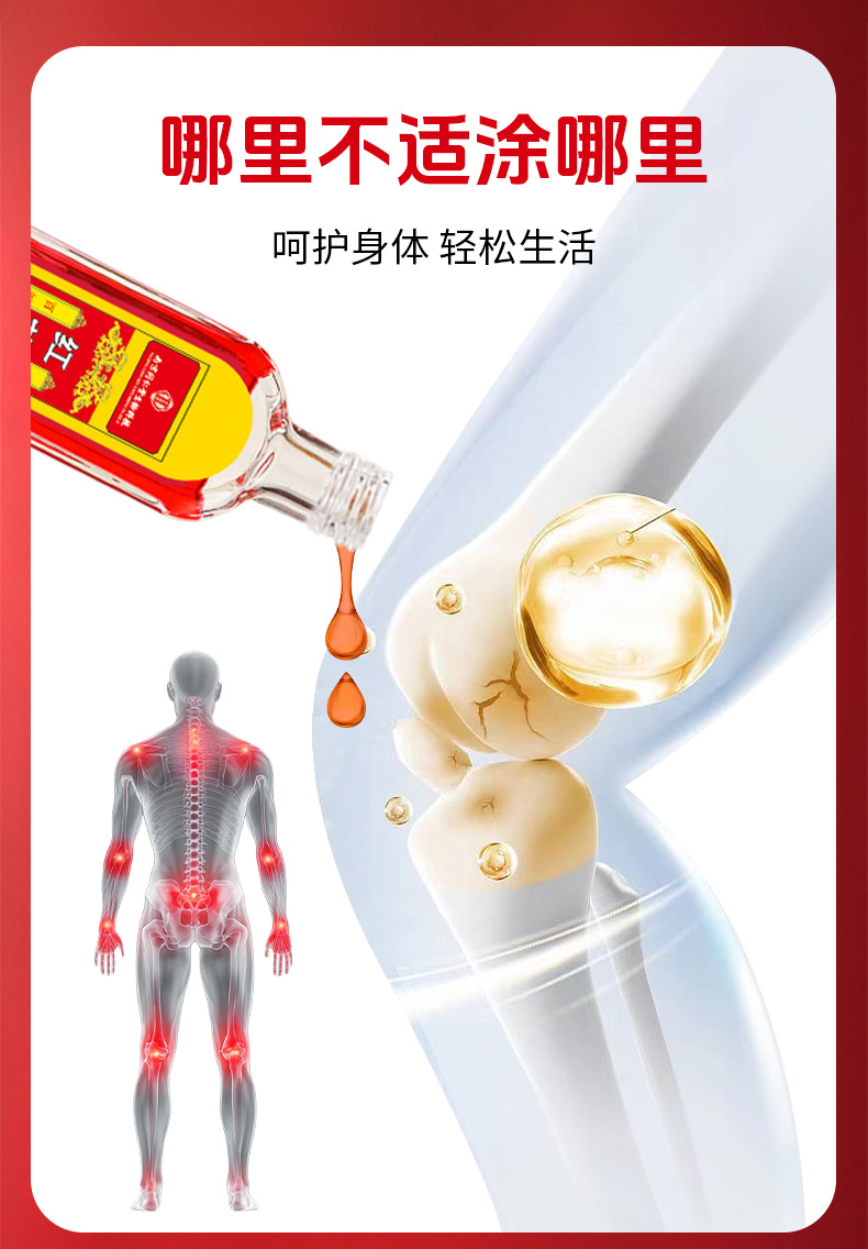 同仁堂紅花油家用頸肩腰腿筋骨關節藏紅花油跌打筋絡正紅花油批發