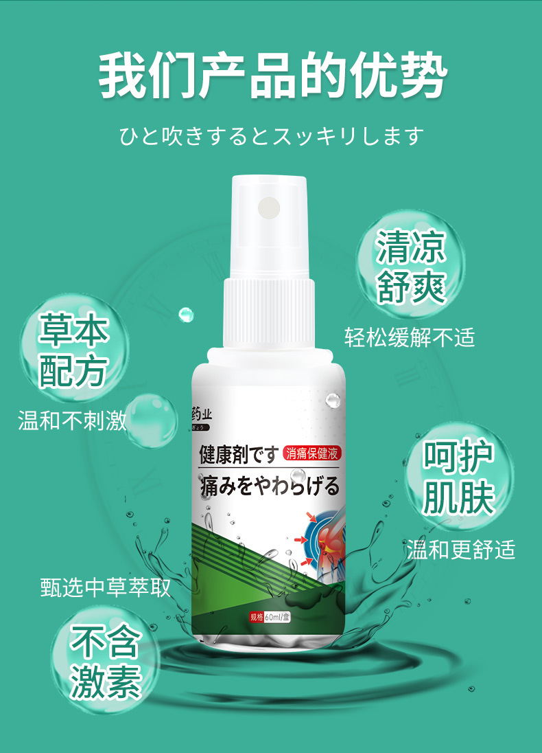 安井川筋骨消痛液頸椎肩周腰膝蓋關節疼痛噴劑身體按摩發熱透骨液