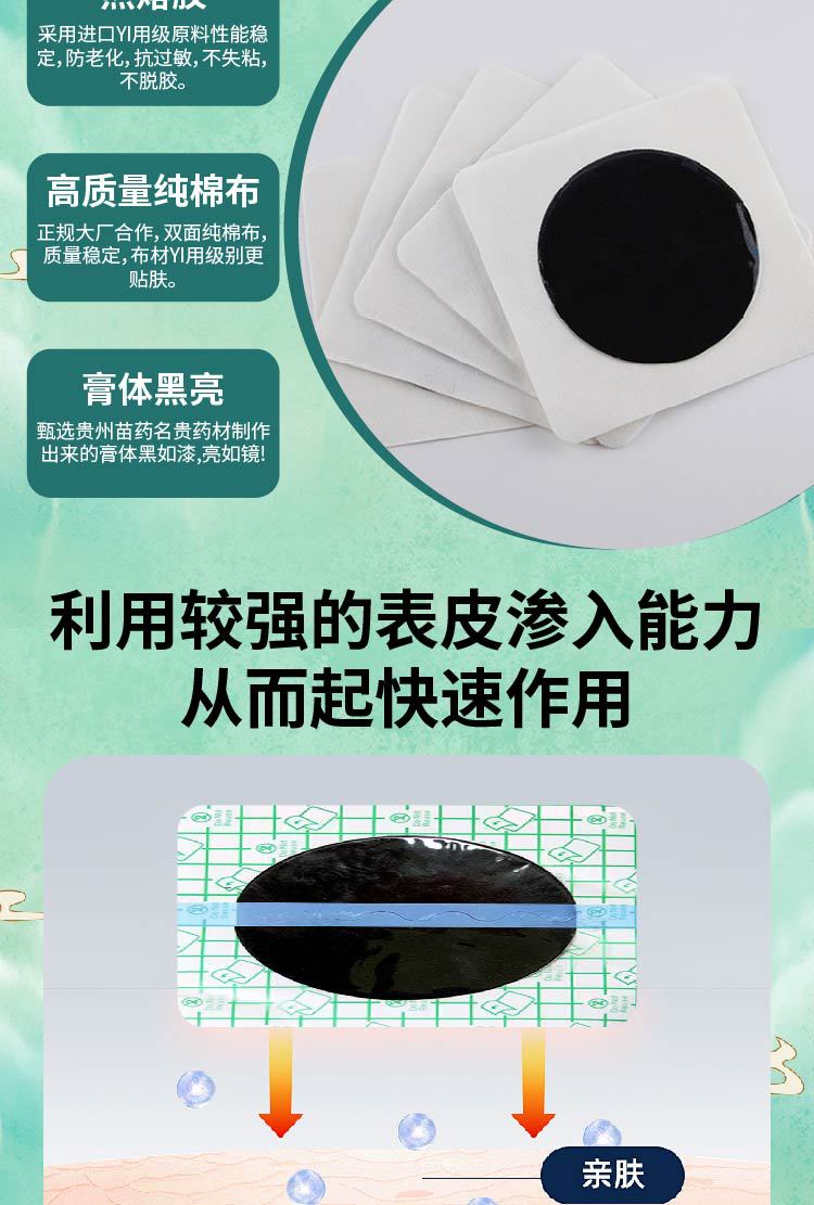 防水膜黑膏貼頸椎腰椎關節足跟貼膏老黑膏透骨貼膏藥貼三伏貼定制