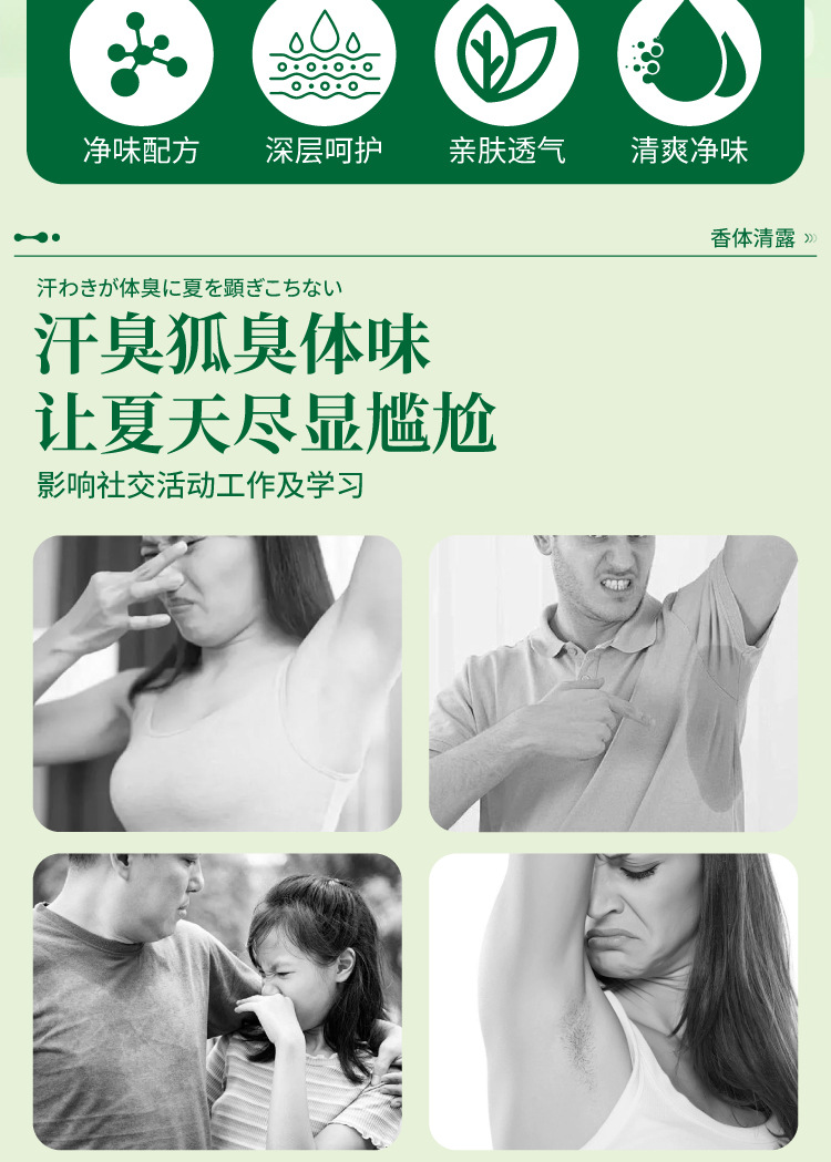 止汗香體走珠液女腋下除臭去狐異味滾珠香體持久淡香通用一件代發